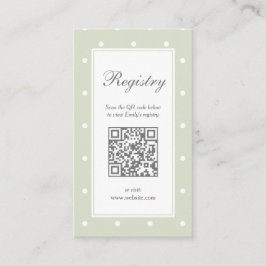 Light Sage Green Polka Dots Baby shower Registry Informatiekaartje