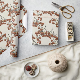 Light sage green Red Peppercorns gift wrapping Cadeaupapier