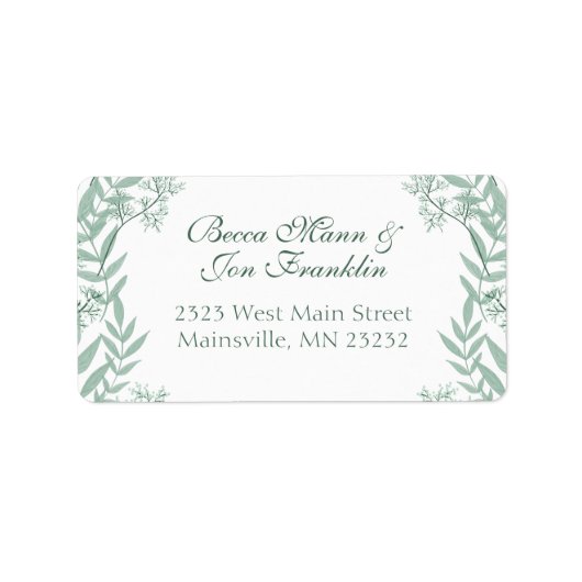 Light Sage Green Wedding  Botanical Etiket (Voorkant)
