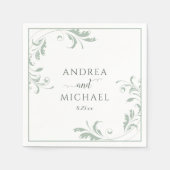 Light Sage Green Wedding Elegant Luxury Flourish N Servet (Voorkant)