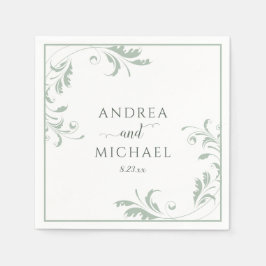 Light Sage Green Wedding Elegant Luxury Flourish N Servet
