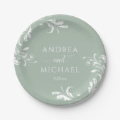Light Sage Green Wedding Elegant Luxury Flourish Papieren Bordje (Voorkant)