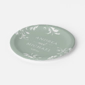 Light Sage Green Wedding Elegant Luxury Flourish Papieren Bordje (Gekanteld)