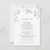 Light Sage Green Wedding  Elegant Swirls Bedankkaart (Voorkant)