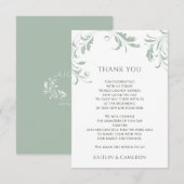 Light Sage Green Wedding  Elegant Swirls Bedankkaart (Voorkant / Achterkant)