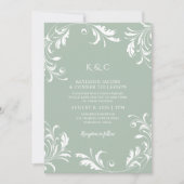 Light Sage Green Wedding  Elegant Swirls Kaart (Voorkant)