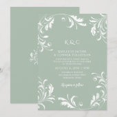 Light Sage Green Wedding  Elegant Swirls Kaart (Voorkant / Achterkant)
