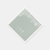 Light Sage Green White Monogram Weddenschap Napkin Servet (Hoek)
