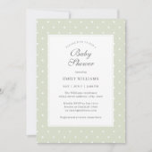 Light Sage Groene en Witte Polka Dots Baby shower Kaart (Voorkant)