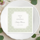 Light Sage Groene en Witte Polka Dots Baby shower Servet