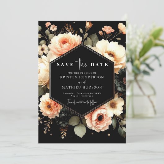 Light Sage Minimalist Peach Wedding Save The Date (Staand voorkant)