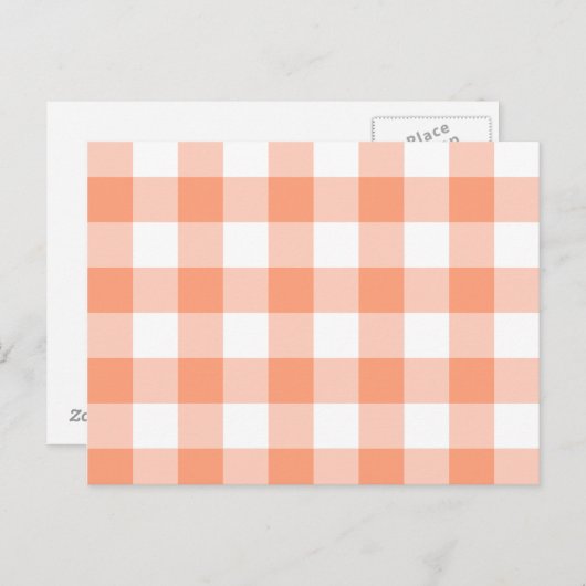 Light Salmon Gingham Pattern Briefkaart (Voorkant / Achterkant)