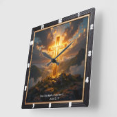 Light Salvation Cross Mountain Golden John 8:12 Vierkante Klok (Hoek)
