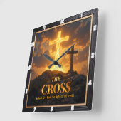Light Salvation Crosses Mountain Glowing Stone Vierkante Klok (Hoek)