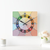 Light School Schedule Clock for Children (Square) Vierkante Klok (Huis)