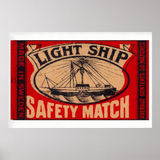 Light Ship - Matchbox Print - Sweden Wall Art (Voorkant)