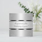 Light Silver Floral 25th Jubileum Party Event Kaart (Staand voorkant)