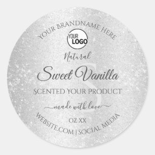Light Silver Glitter Product Labels Monogram Logo