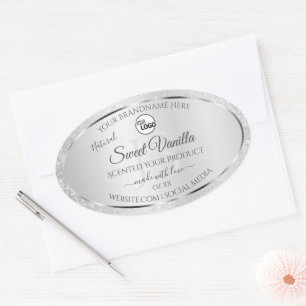 Light Silver Glitter Product Labels Monogram Logo