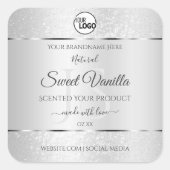 Light Silver Glitter Product Labels Monogram Logo (Voorkant)