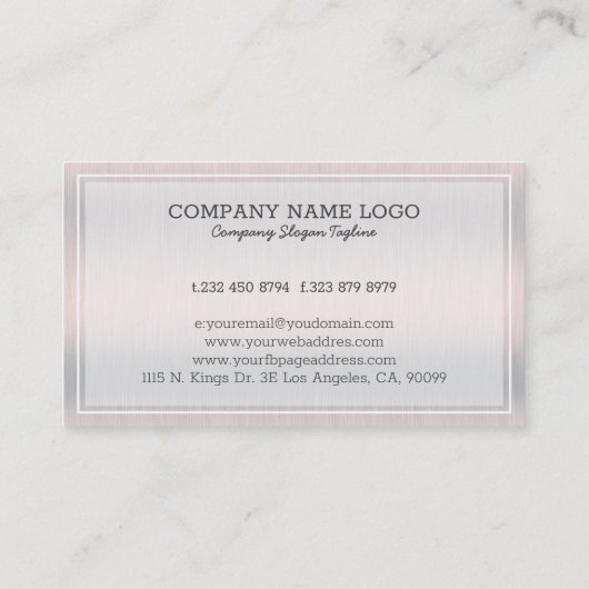 Light silver-gray metallic background visitekaartje (Achterkant)