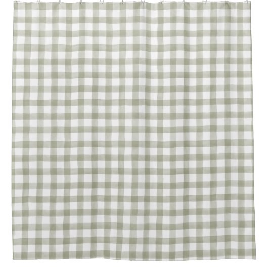 Light Silver Green English country check Pset Douchegordijn (Voorkant)