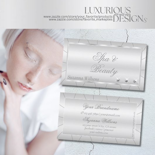Light Silver met Diamonds Luxury en Professional Visitekaartje
