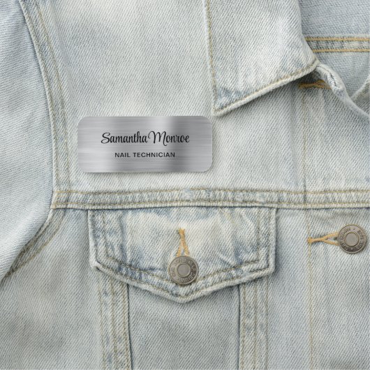 Light Silver Ombre-Folie Naamplaatje (In situ)