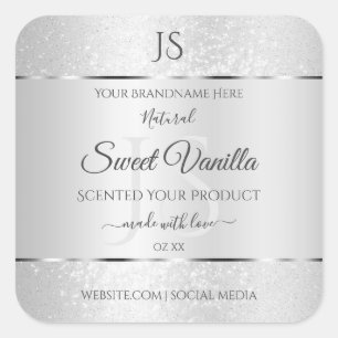 Light Silver Soft Glitter Product Labels Monogram