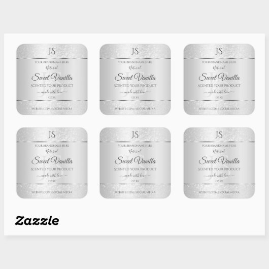 Light Silver Soft Glitter Product Labels Monogram (Vel)
