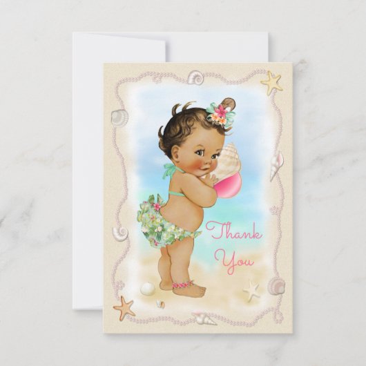 Light Skin Ethnic Beach Baby Conch Shell Dank u Bedankkaart (Voorkant)