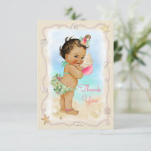 Light Skin Ethnic Beach Baby Conch Shell Dank u Bedankkaart (Staand voorkant)