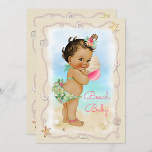 Light Skin Ethnic Conch Shell Beach Baby shower Kaart