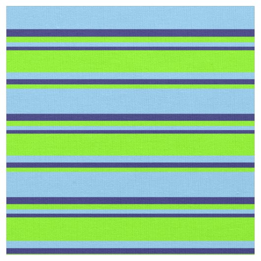 Light Sky Blue, Chartreuse en Midnight Blue Lines Stof (Close Up)
