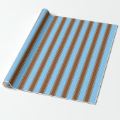Light Sky Blue en Brown Stripes Pattern Cadeaupapier (Uitgerold)
