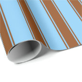 Light Sky Blue en Brown Stripes Pattern Cadeaupapier (Rol Hoek)