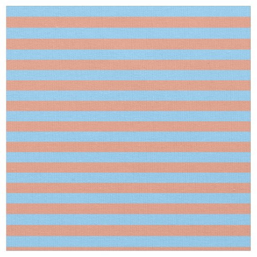 Light Sky Blue en Dark Salmon Stripes Stof (Close Up)