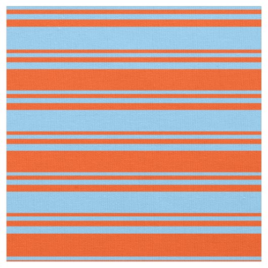 Light Sky Blue en Red Lines Patroon Stof (Close Up)