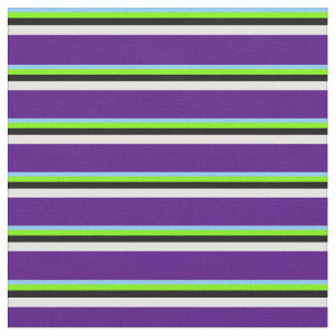 Light Sky Blue, Green, Black, White en Indigo Stof