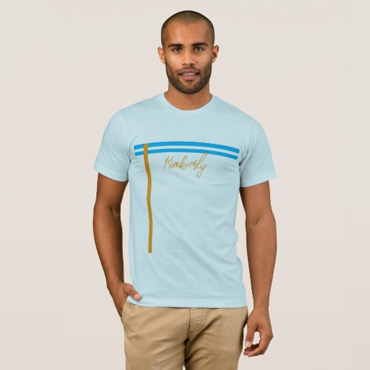 Light Sky Blue Minimal Custom Name Basic T-Shirt (Voorkant volledig)