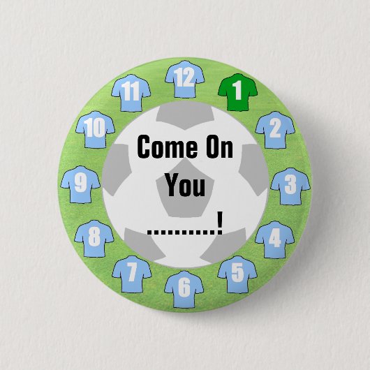 Light Sky Blue Shirten Football Fan Button Badge (Voorkant)