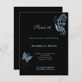 Light Sky Blue Sweet 16 Vlinders Kaart (Voorkant / Achterkant)