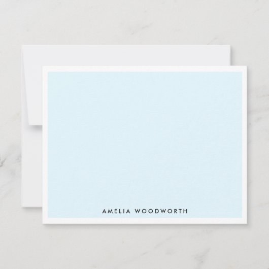 Light Sky Blue White Elegant Classic minimalist Notitiekaartje (Voorkant)