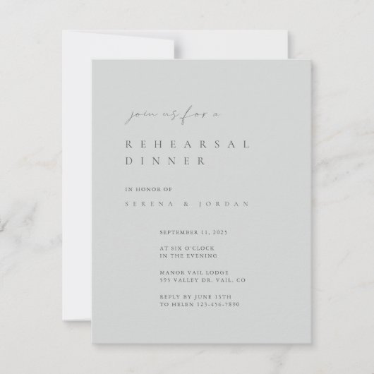 Light Slate Blue Rehearings Dinner Invitation Kaart (Voorkant)