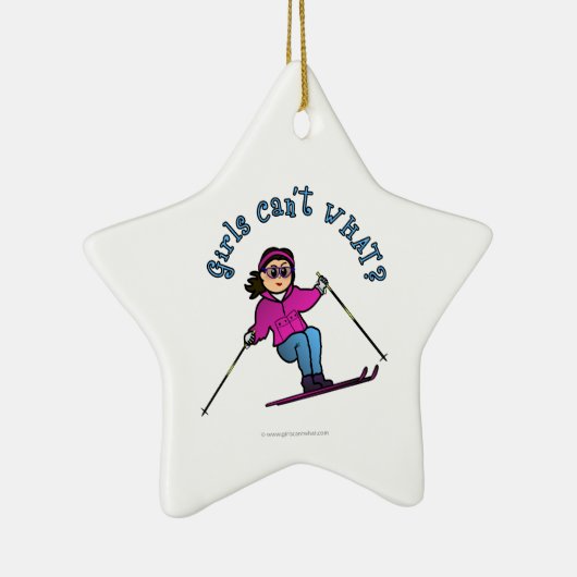 Light Snow Skier Keramisch Ornament (Rechts)