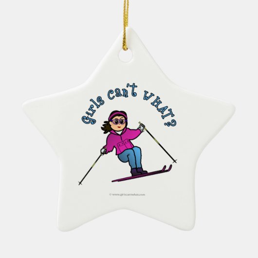 Light Snow Skier Keramisch Ornament (Voorkant)