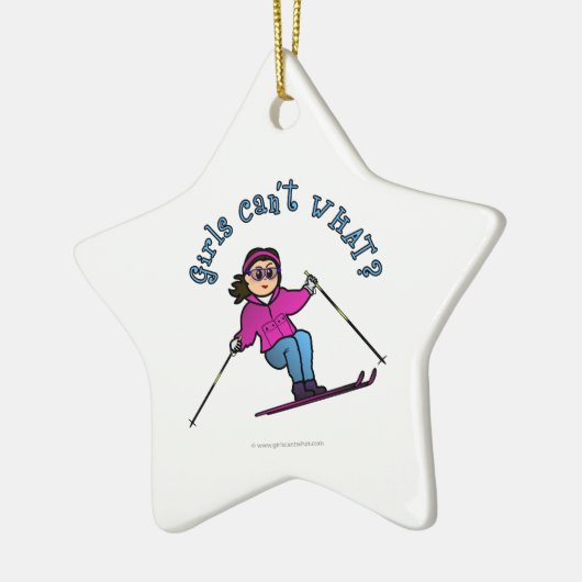 Light Snow Skier Keramisch Ornament (Links)