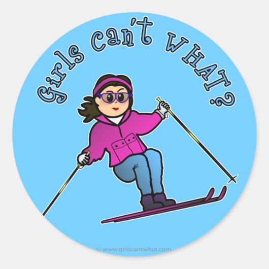 Light Snow Skier Ronde Sticker (Voorkant)