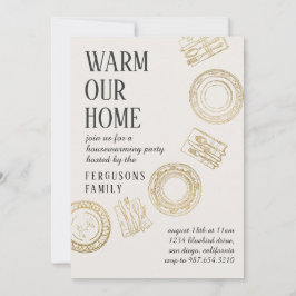 Light Soft Beige Gold Dining House Warming Party Kaart