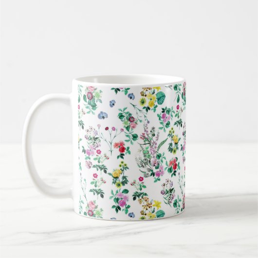 Light Spring Floral Pattern Koffiemok (Links)
